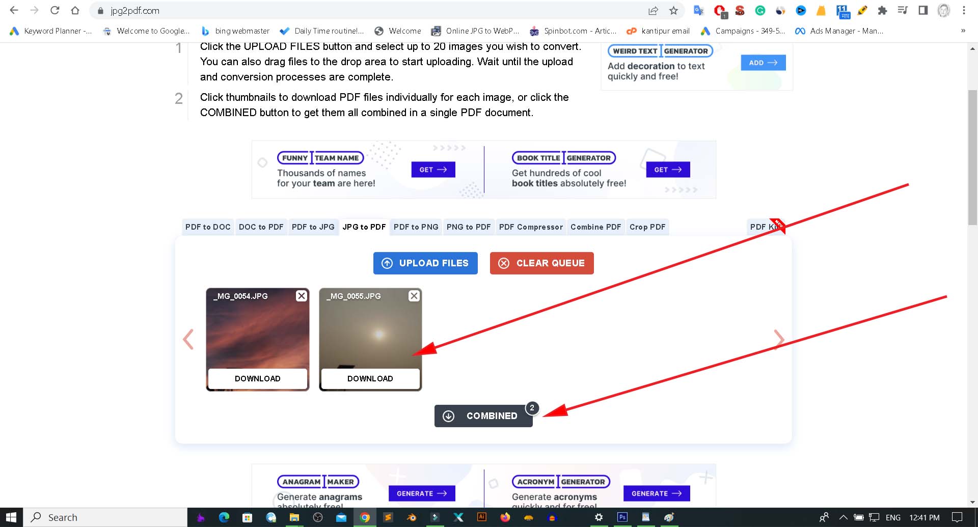 Combining Multiple JPG files in one PDF Combining Multiple JPG files in one PDF