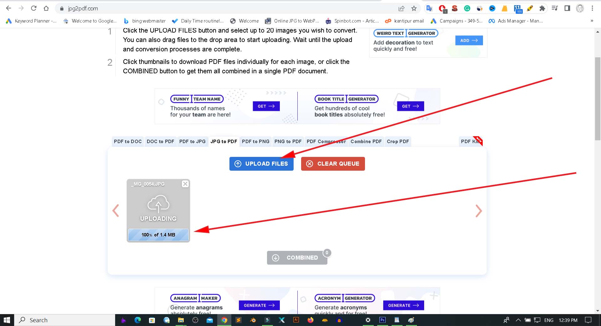 Uploading Files in jpg2pdf Uploading Files in jpg2pdf
